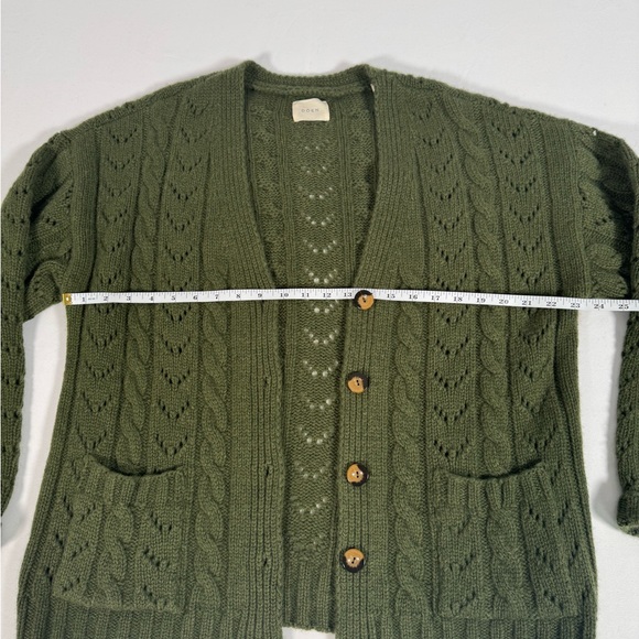 DOEN Green Cable Knit Cardigan. Cashmere & Wool - Picture 3 of 6